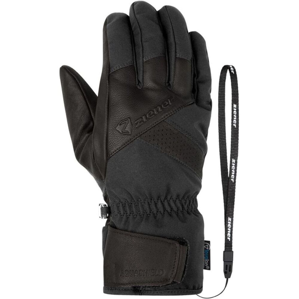 Ziener Unisex Adult Getter Leather Ski Gloves / Black